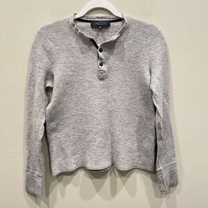 Rag & Bone Women's Merino Wool Blend Henley Shirt in Gray - Size: Medium